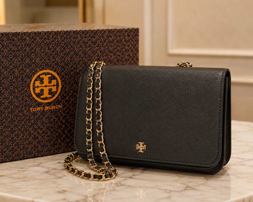 Tory Burch Emerson Adjustable Shoulder Bag – Black Saffiano Leather