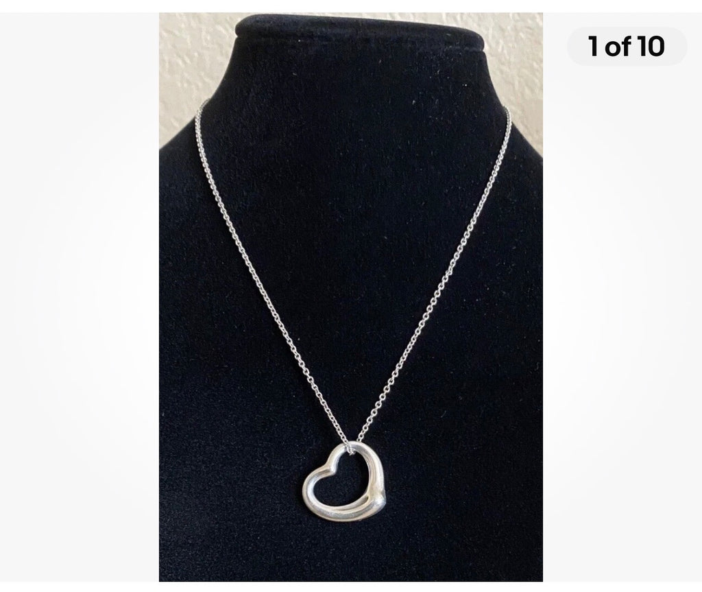 Tiffany & Co. Elsa Peretti Open Heart Necklace Sterling Silver 925 Spain