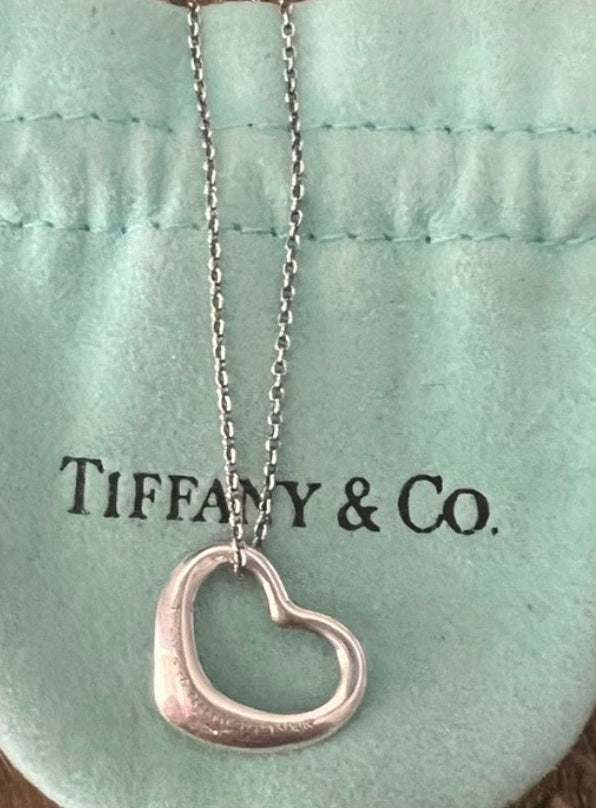 Tiffany & Co. Elsa Peretti Open Heart Necklace Sterling Silver 925 Spain