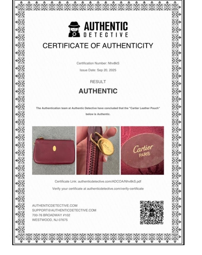 Cartier Must de Cartier burgundy leather zip pouch/clutch