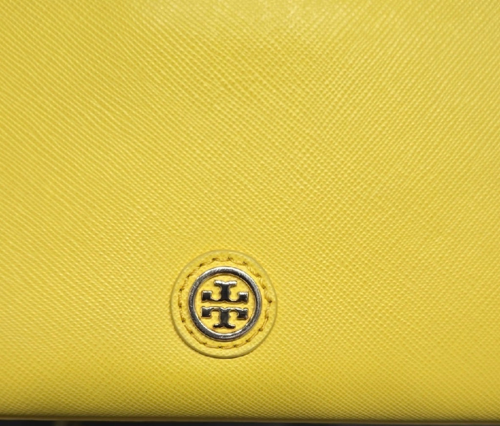 Tory Burch Yellow Saffiano Leather T-Lock Clutch/Crossbody