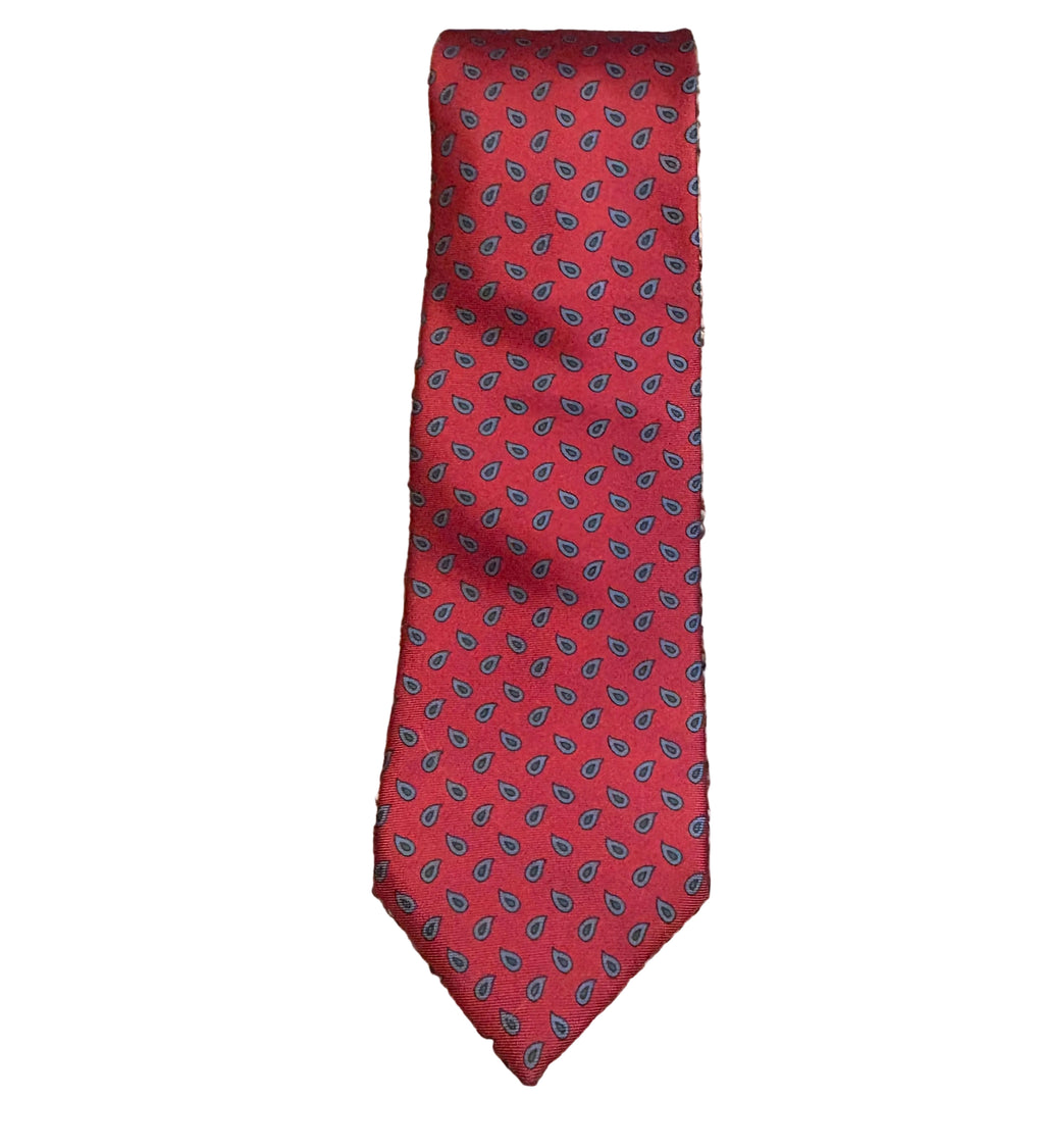 Vintage Burberry Burberrys Silk Tie – Red Paisley Print