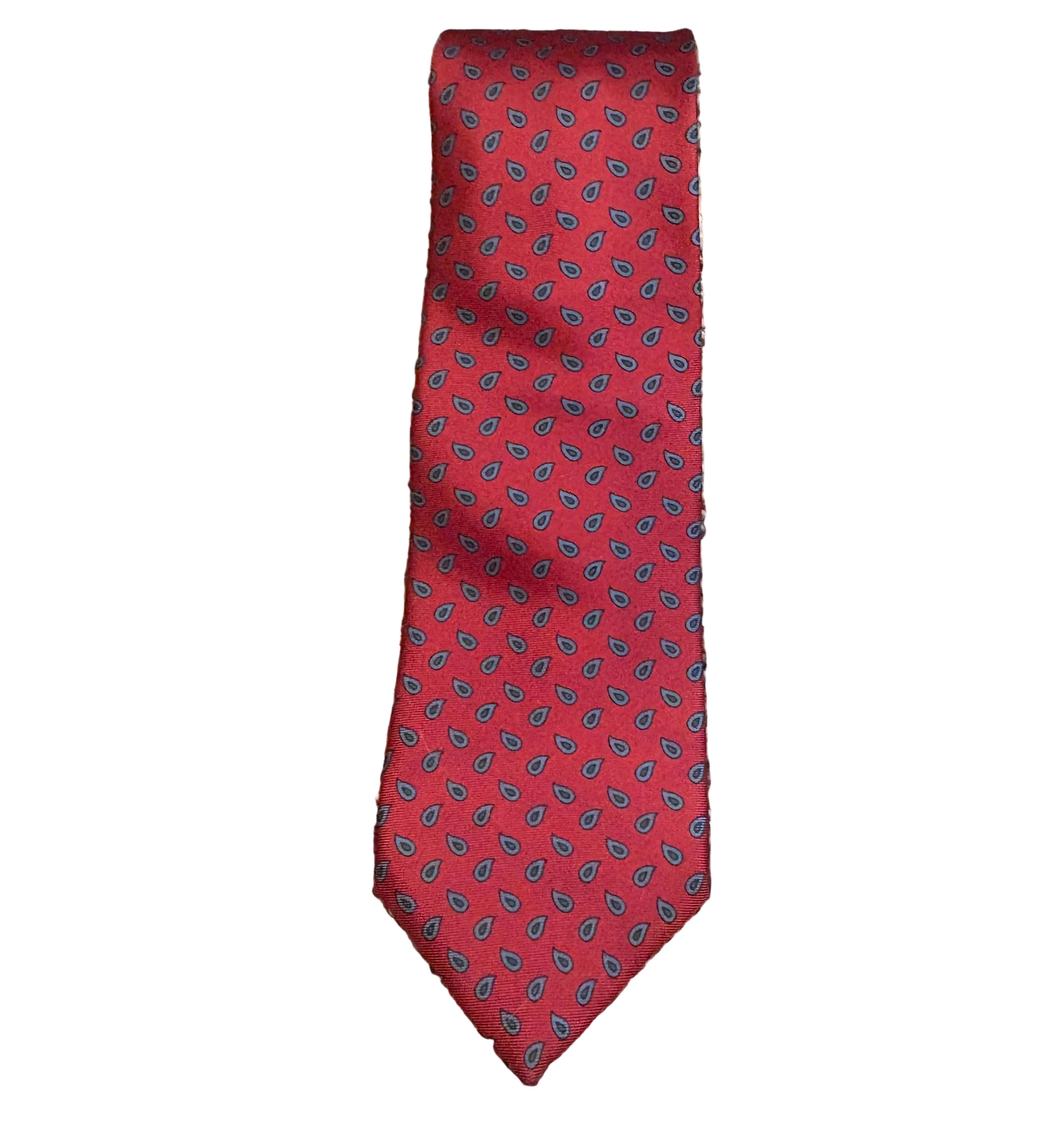 Vintage Burberry Burberrys Silk Tie – Red Paisley Print
