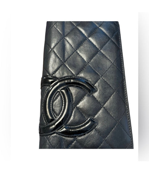 Chanel Cambon Line CC Quilted Long Wallet – Black Calfskin / Pink Interior