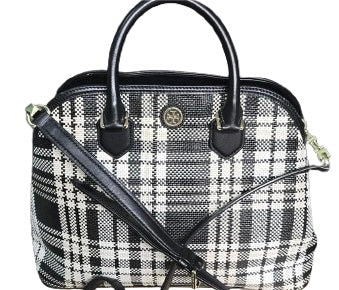 Tory Burch Robinson Large Woven Plaid Satchel