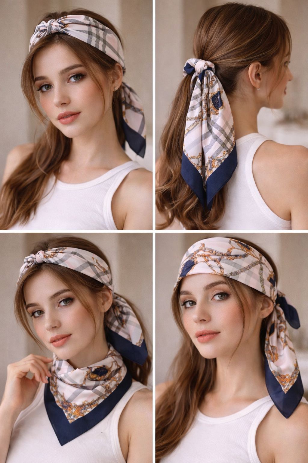 Burberrys Vintage Equestrian Print Scarf/ Bandana