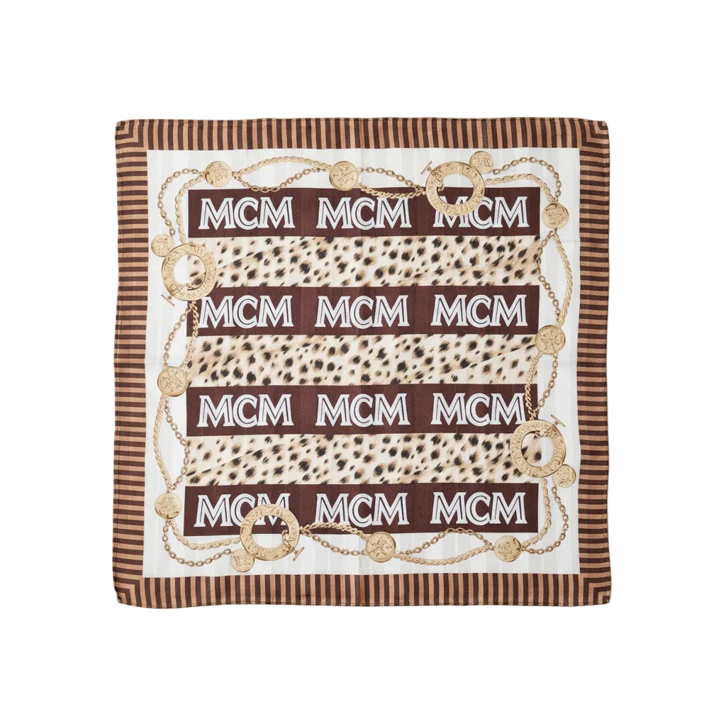 MCM Leopard Logo Print Vintage Scarf