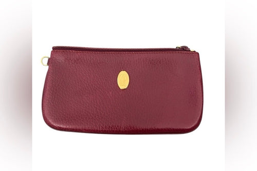 Cartier Must de Cartier burgundy leather zip pouch/clutch