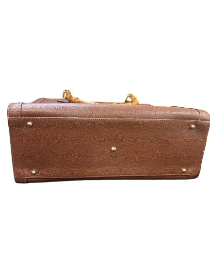 Gucci Vintage Large Bamboo Handle Leather Tote Bag