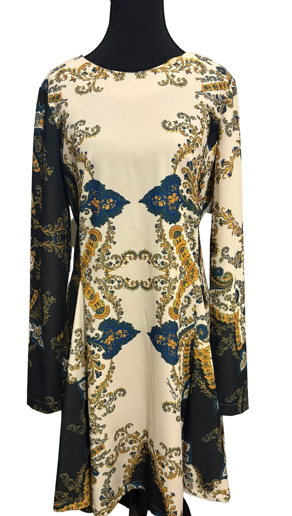 Just Cavalli Baroque Paisley Print Fit & Flare Dress – Made in Italy