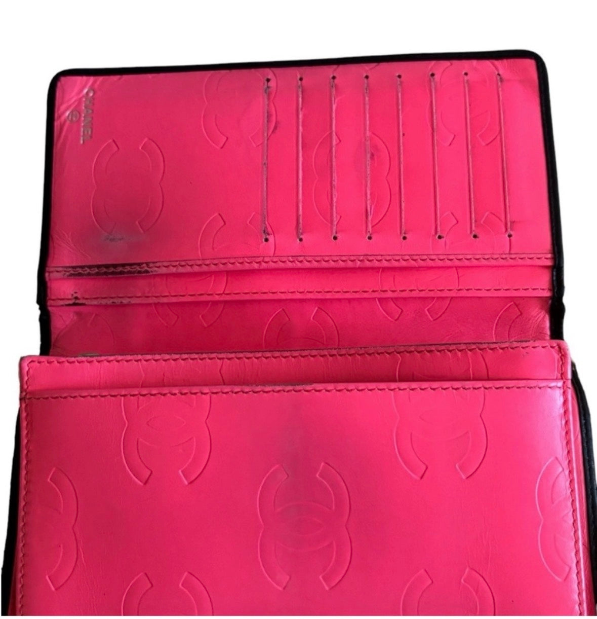 Chanel Cambon Line CC Quilted Long Wallet – Black Calfskin / Pink Interior