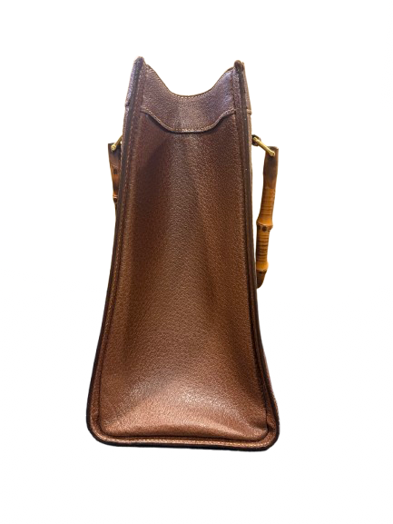 Gucci Vintage Large Bamboo Handle Leather Tote Bag