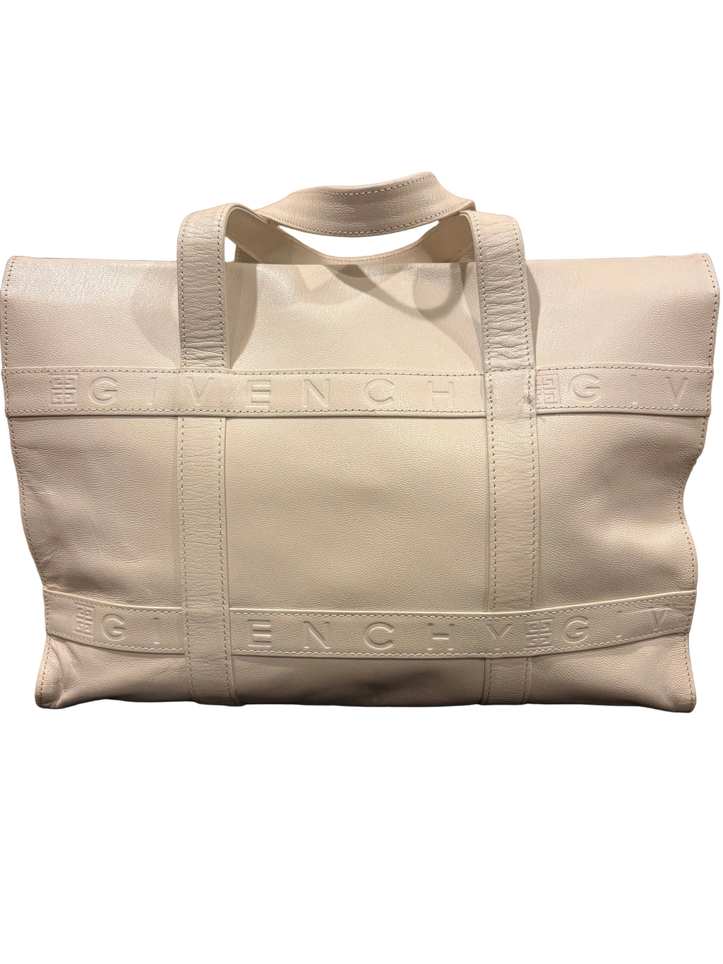 Givenchy Vintage Leather Logo Tote Bag – Cream / Ivory Embossed 4G