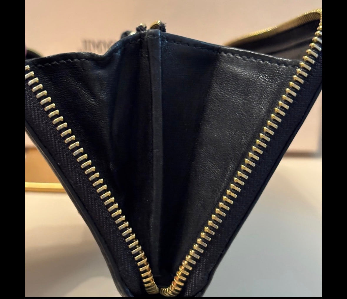 Jimmy Choo Black Star Studded Zip Wallet – Gold Hardware | Soft Leather | Statement Piece