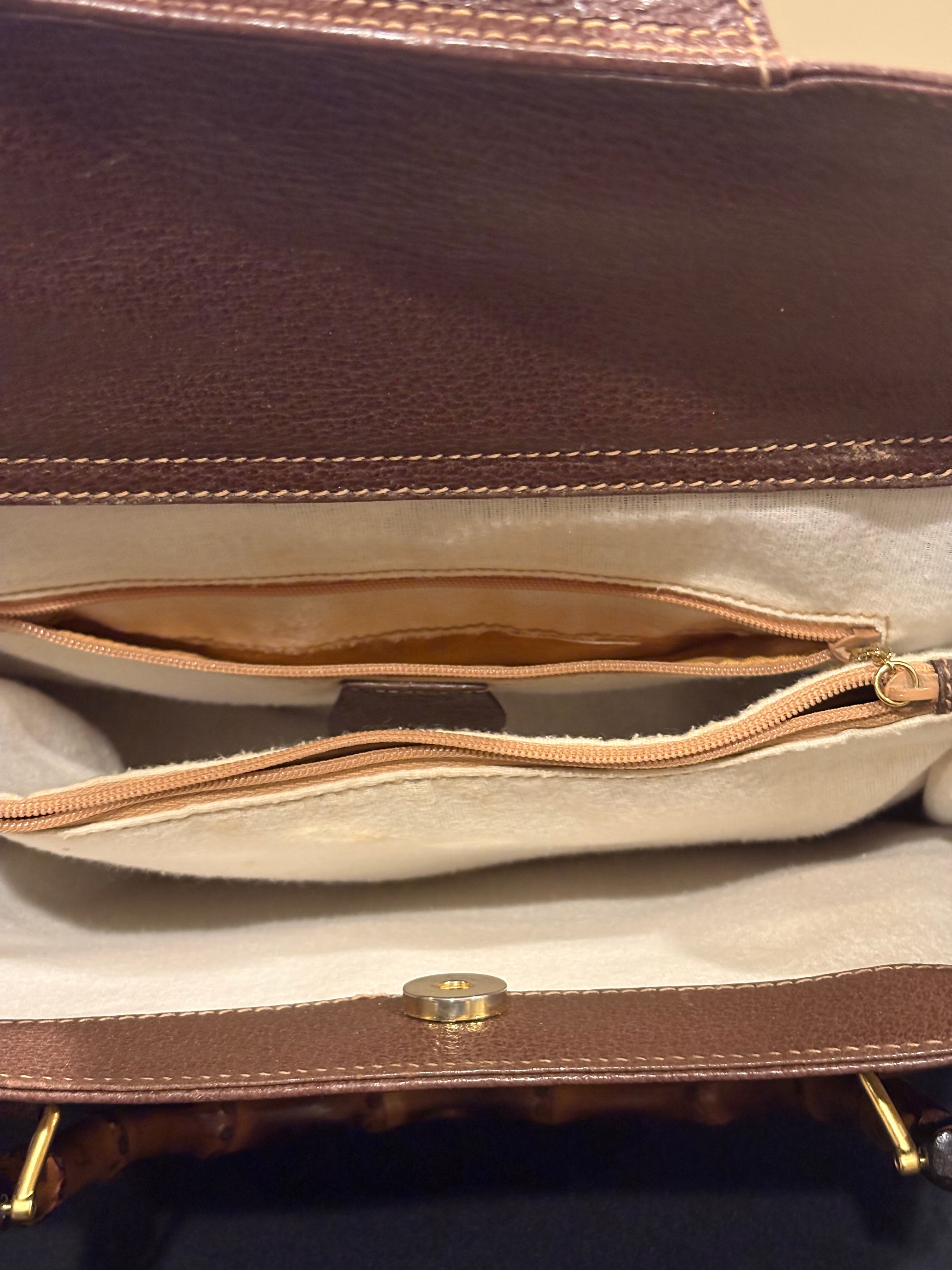 Gucci Vintage Large Bamboo Handle Leather Tote Bag