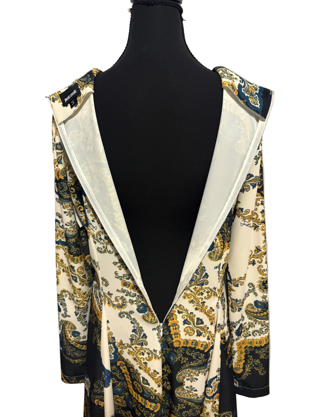 Just Cavalli Baroque Paisley Print Fit & Flare Dress – Made in Italy