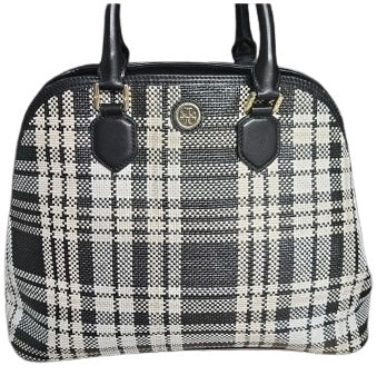 Tory Burch Robinson Large Woven Plaid Satchel
