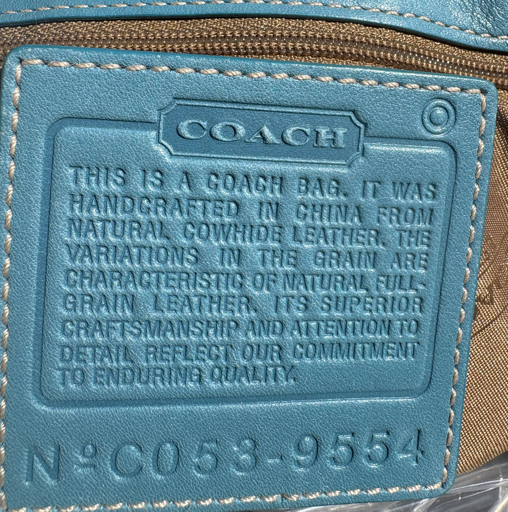 Vintage Coach Hampton Carryall Tote – Glacier Blue Leather (Style 9554)