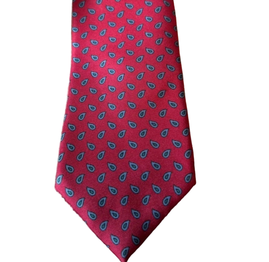 Vintage Burberry Burberrys Silk Tie – Red Paisley Print