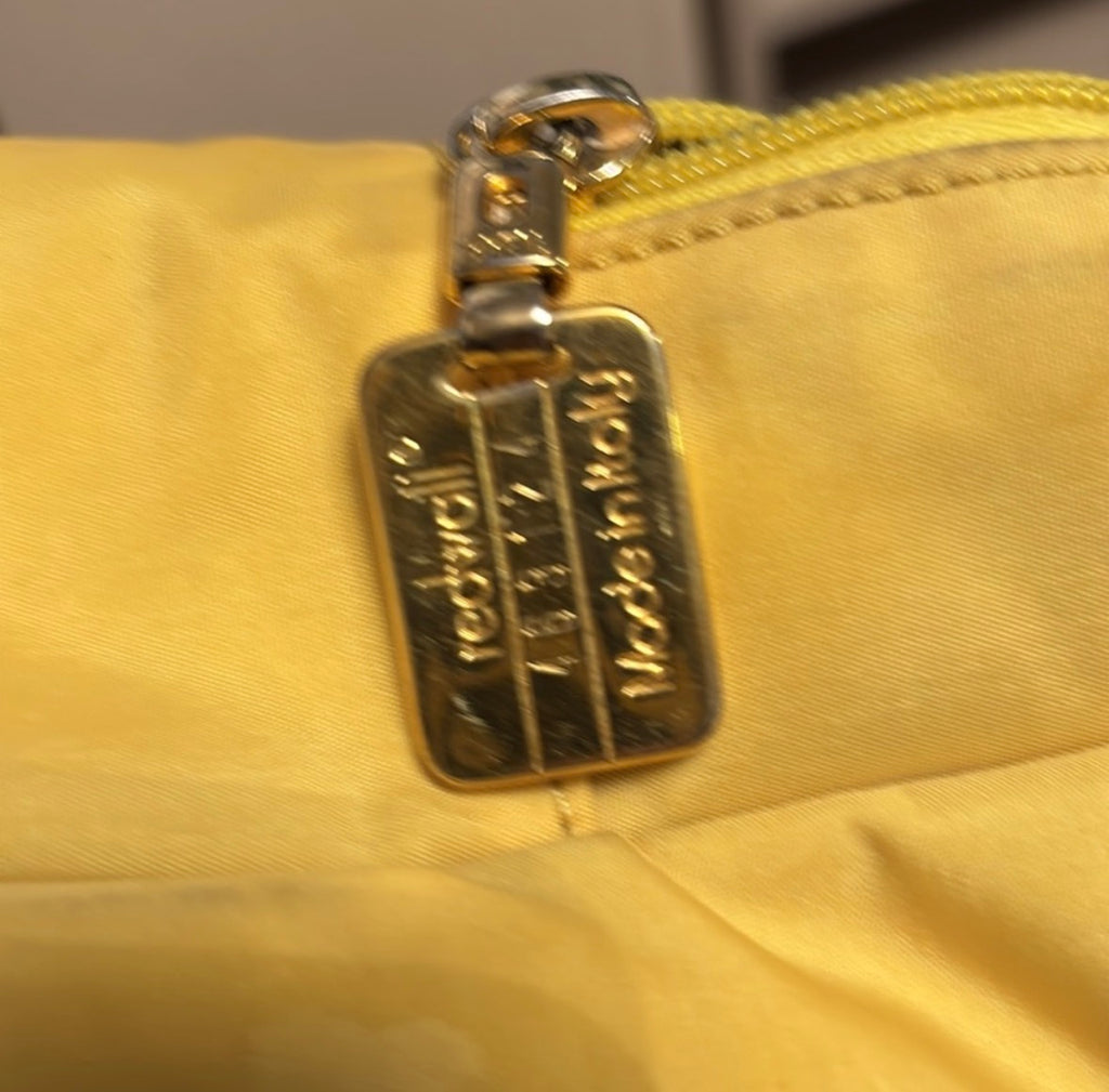 Vintage Moschino Yellow Leather Tote Bag | Gold Logo Charm | Made in Italy