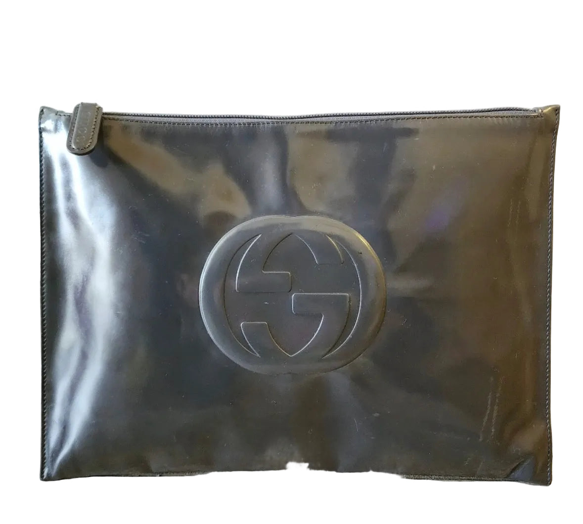 Gucci Vintage Patent Leather GG Logo Clutch / Portfolio