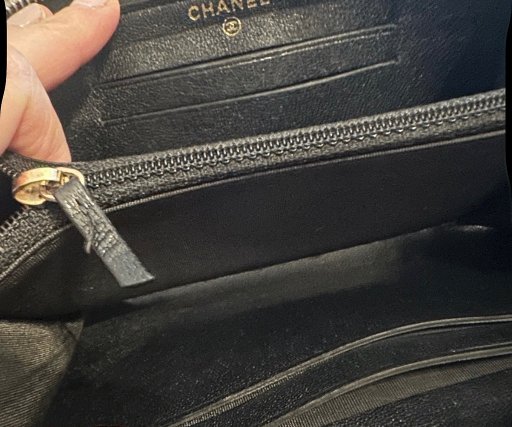 Chanel Chevron Caviar Leather Zip Wallet – Black with CC Turn-Lock