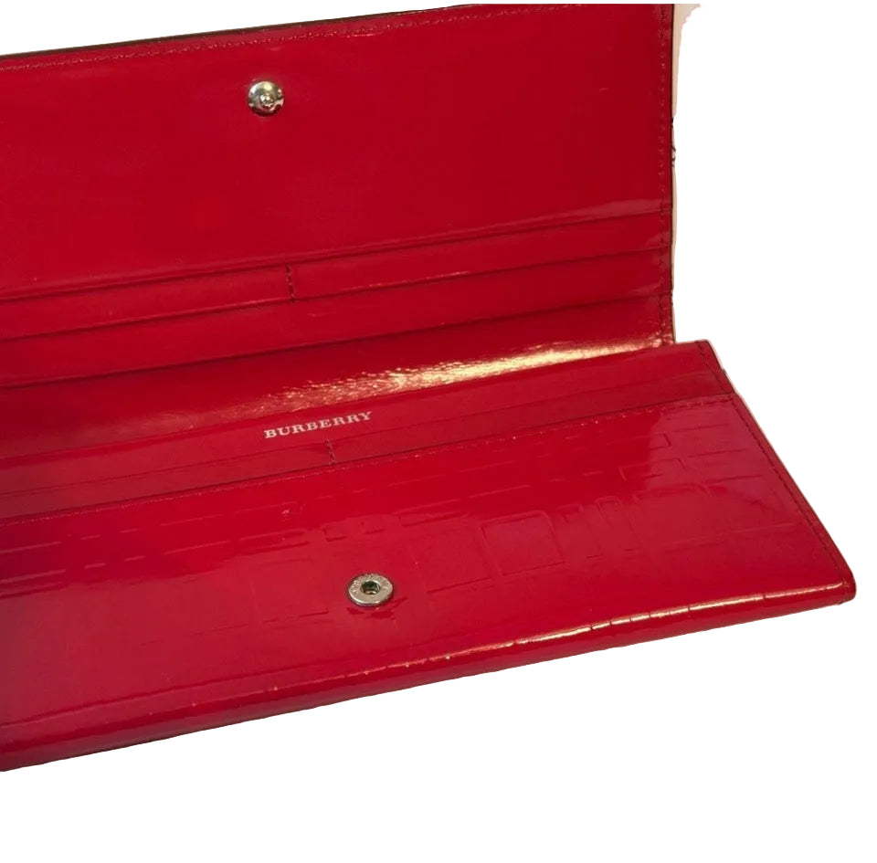 Burberry Red Patent Leather Long Wallet