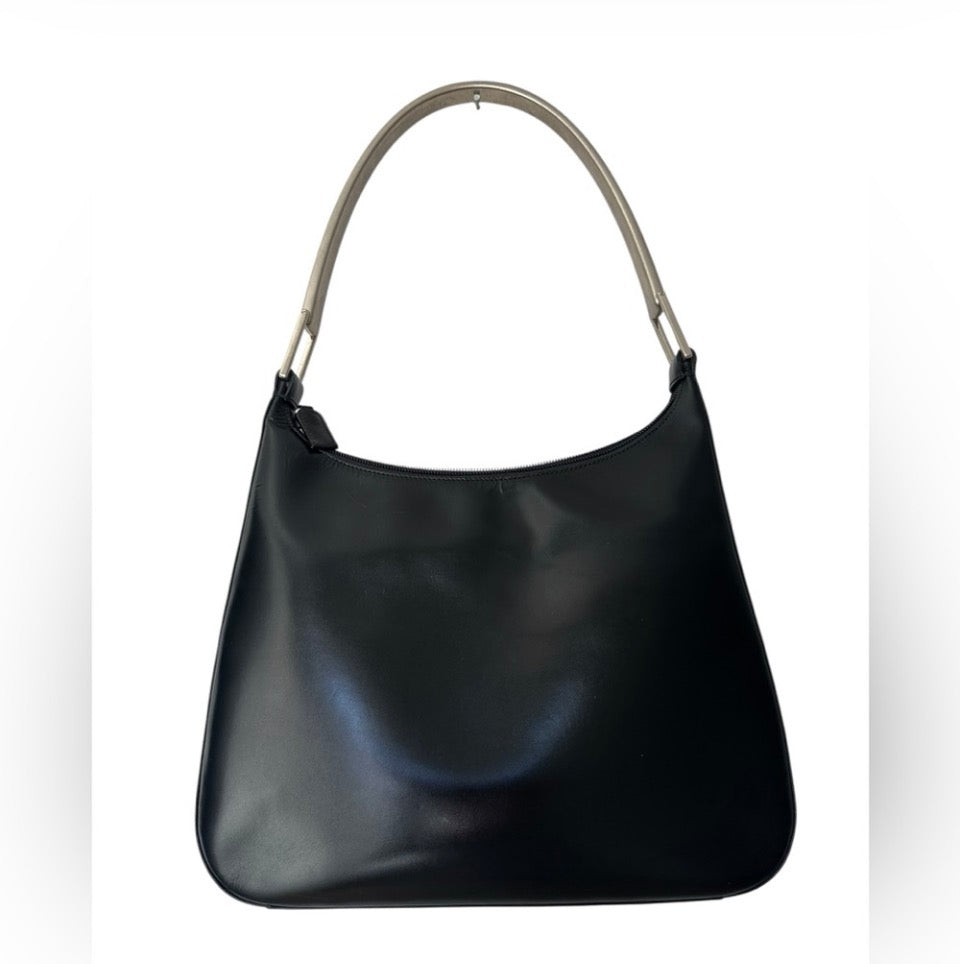 Prada FW1998 Black Metal Handle Shoulder Bag