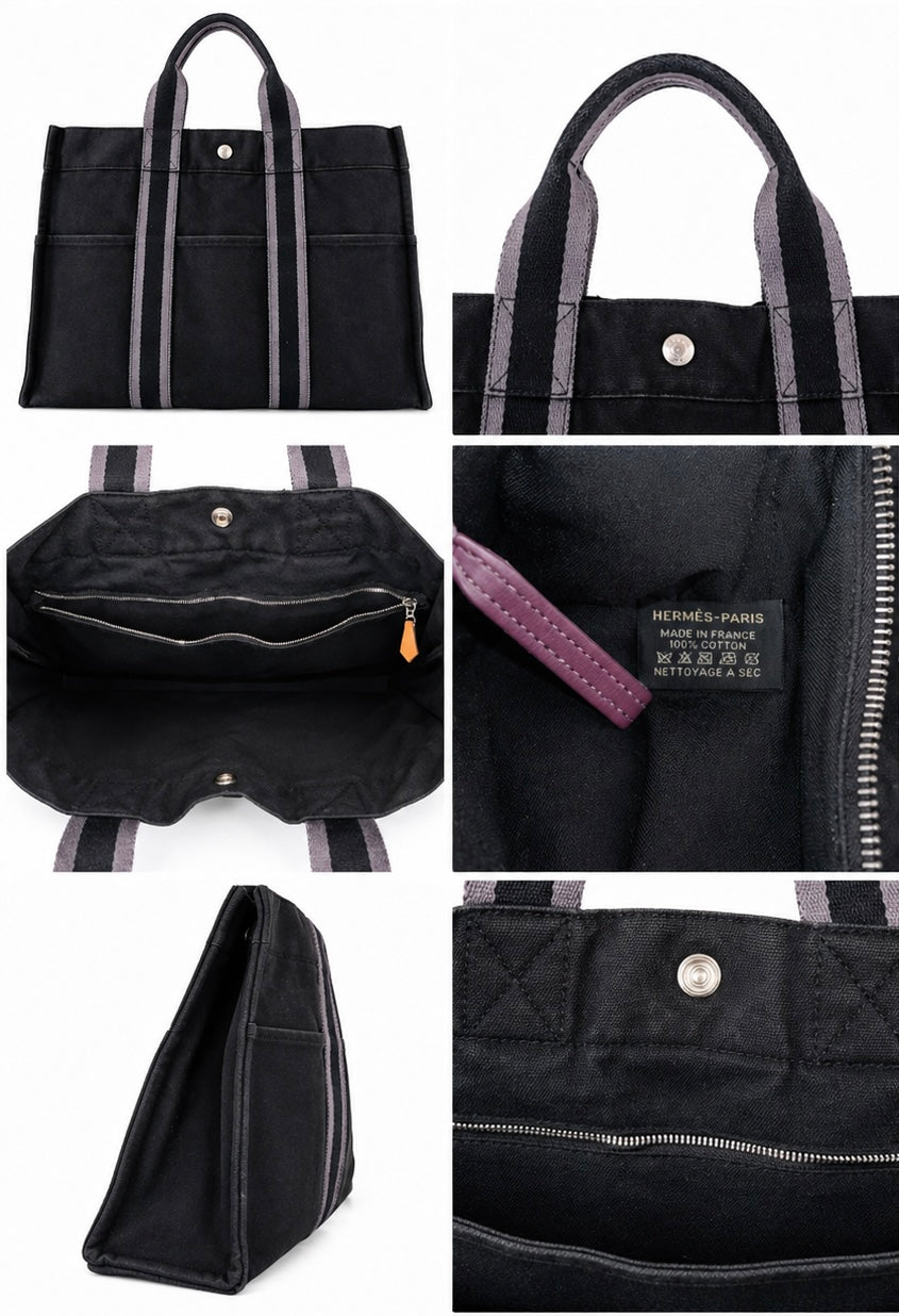 Hermès Paris Fourre Tout MM Tote – Black & Gray Canvas