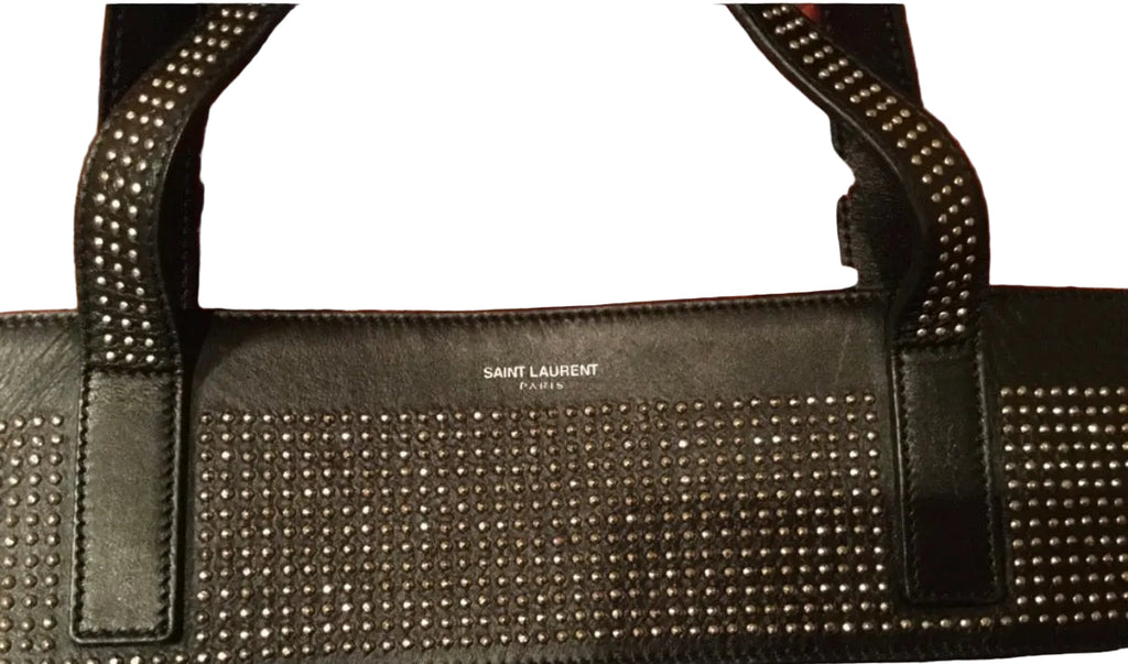 Yves Saint Laurent Reversible East West Shopper Tote Studded Leather & Suede Black