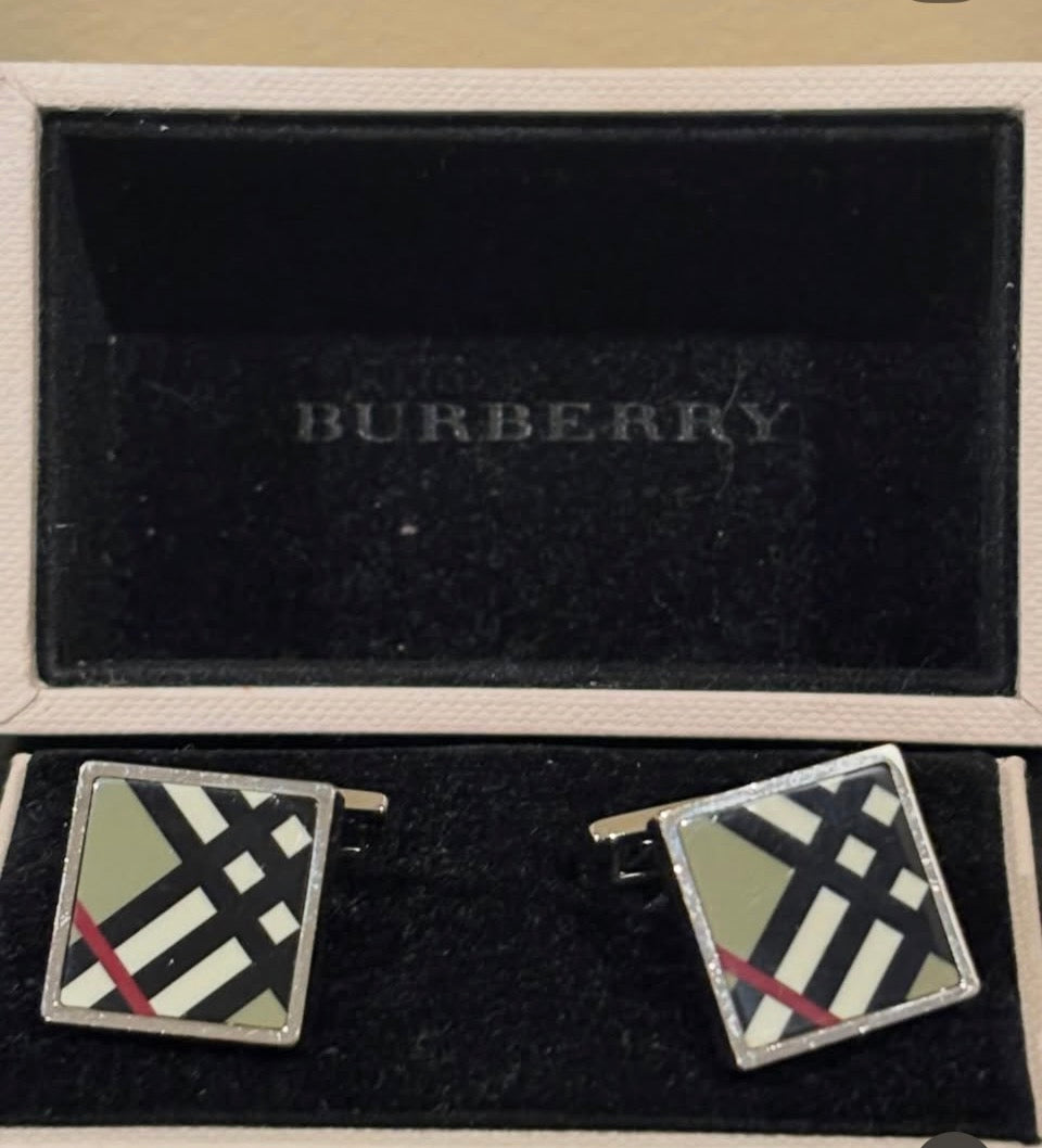 Burberry Enamel Nova Check Cufflinks