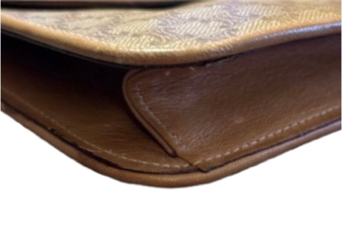 Celine Macadam Canvas Crossbody Bag – Vintage Celine Diffusion | Tan Leather Trim | Made in Italy