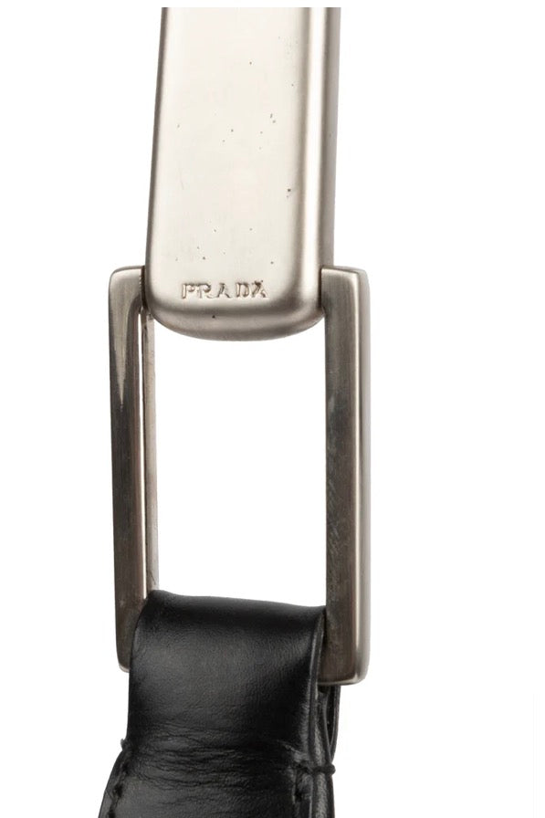 Prada FW1998 Black Metal Handle Shoulder Bag