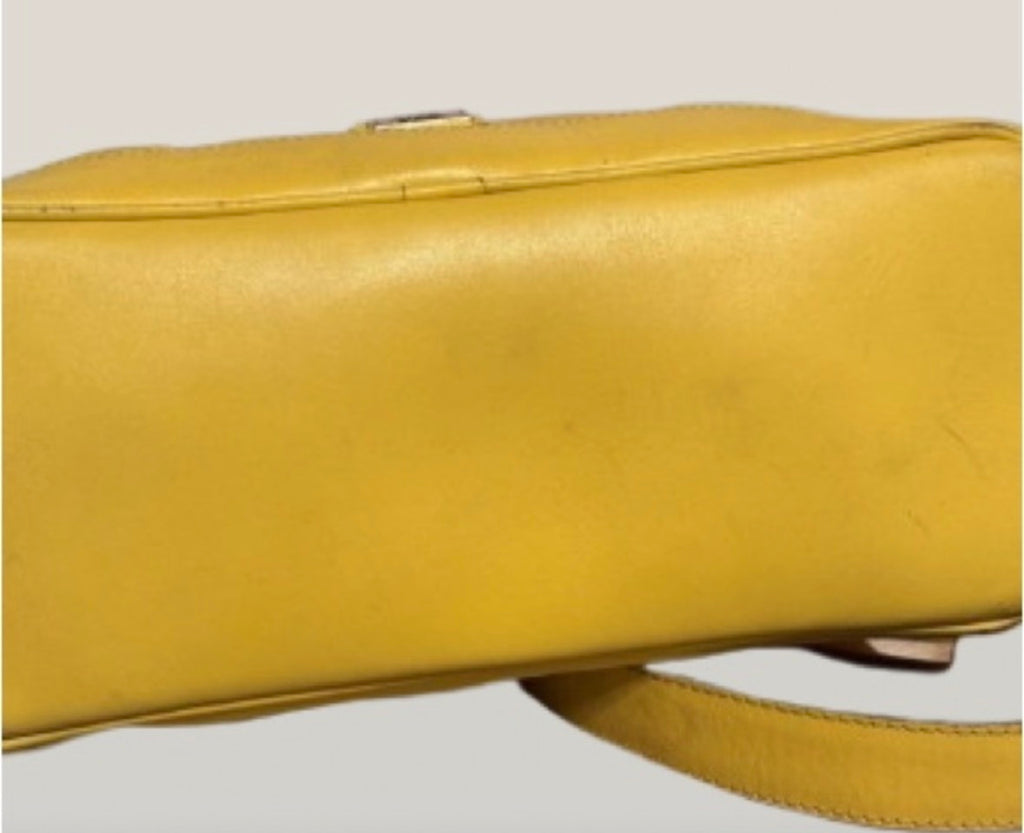 Vintage Moschino Yellow Leather Tote Bag | Gold Logo Charm | Made in Italy
