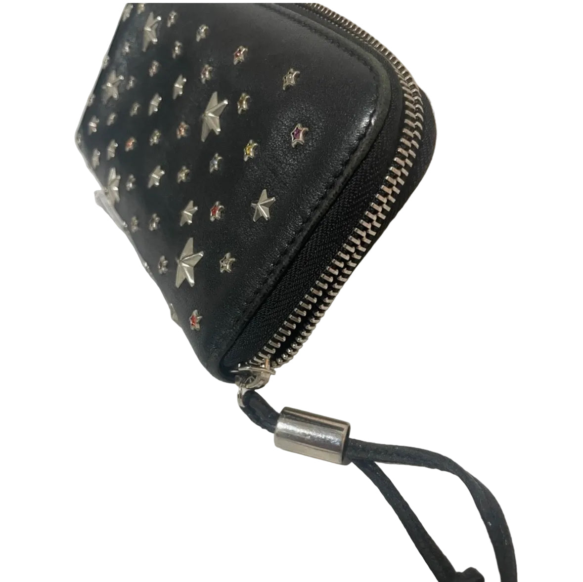 Jimmy Choo Filipa Star Studded Zip Around Wallet Black Multi Crystal Leather