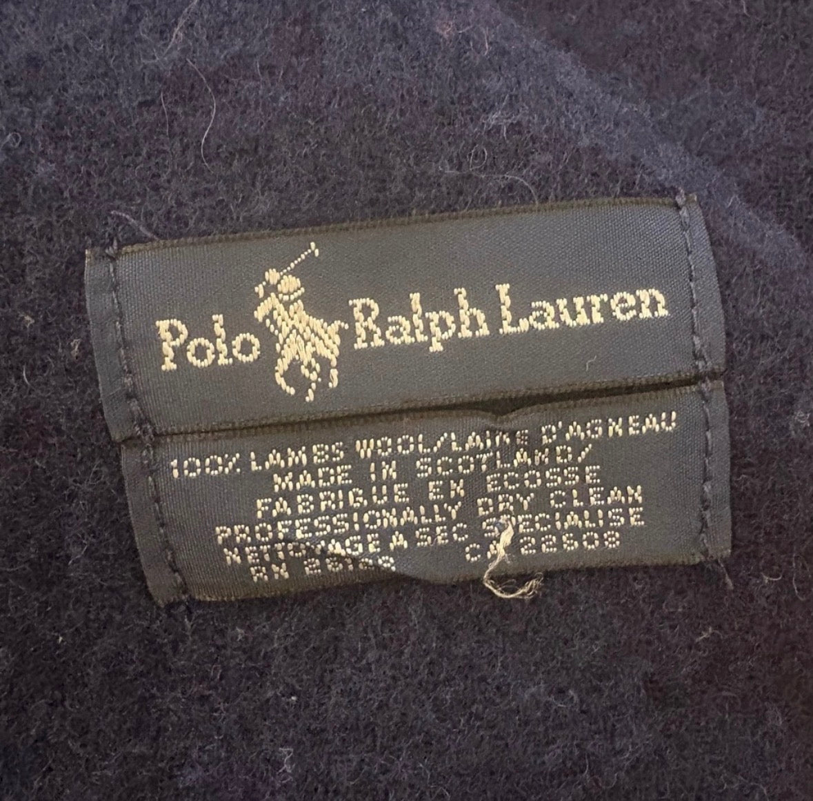 Polo Ralph Lauren 100% Lambswool Scarf – Navy Blue with Red Logo