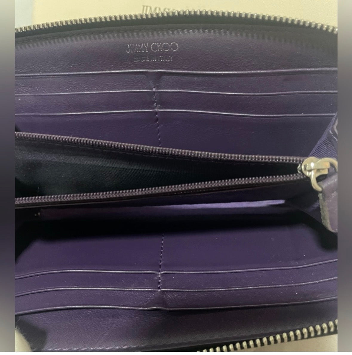 Jimmy Choo Filipa Star Studded Zip Around Wallet Black Multi Crystal Leather