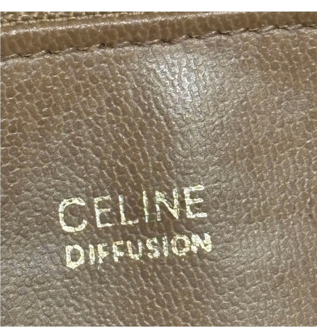 Celine Macadam Canvas Crossbody Bag – Vintage Celine Diffusion | Tan Leather Trim | Made in Italy