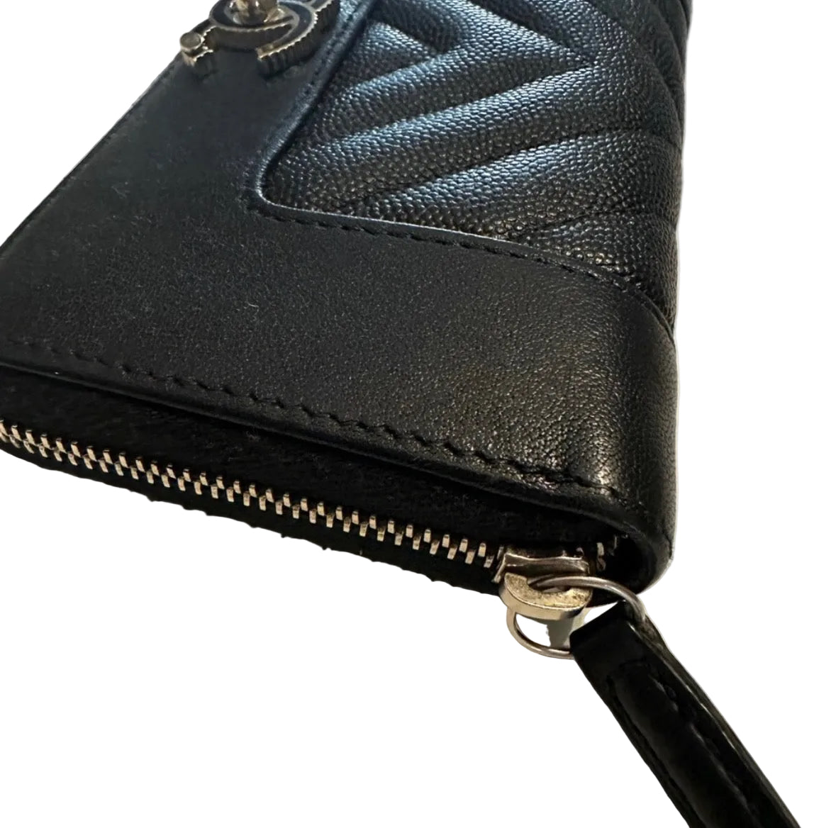 Chanel Chevron Caviar Leather Zip Wallet – Black with CC Turn-Lock