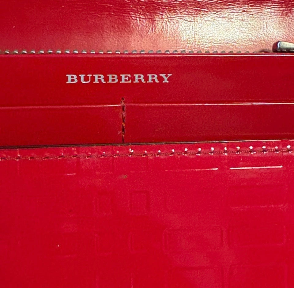 Burberry Red Patent Leather Long Wallet