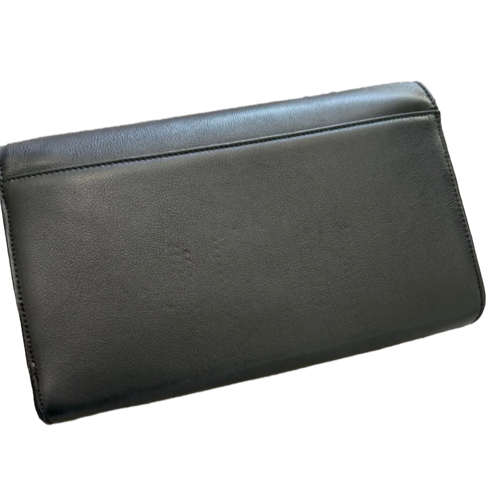 Mario Valentino V Logo Leather Clutch with Stud Detail & Tassel – Black