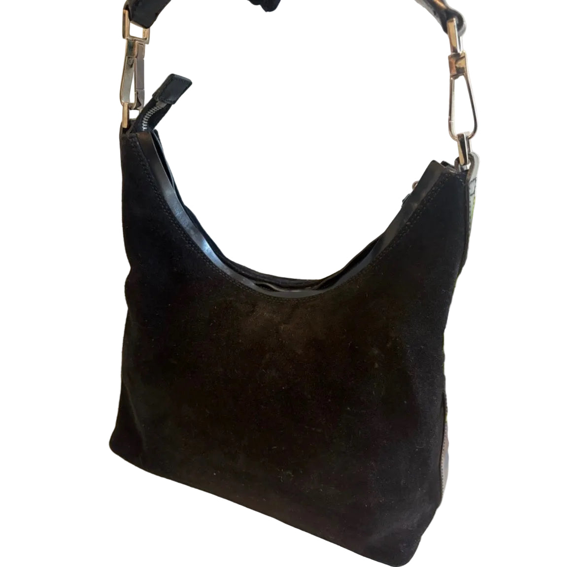Gucci Black Suede Hobo Shoulder Bag | Silver Hardware