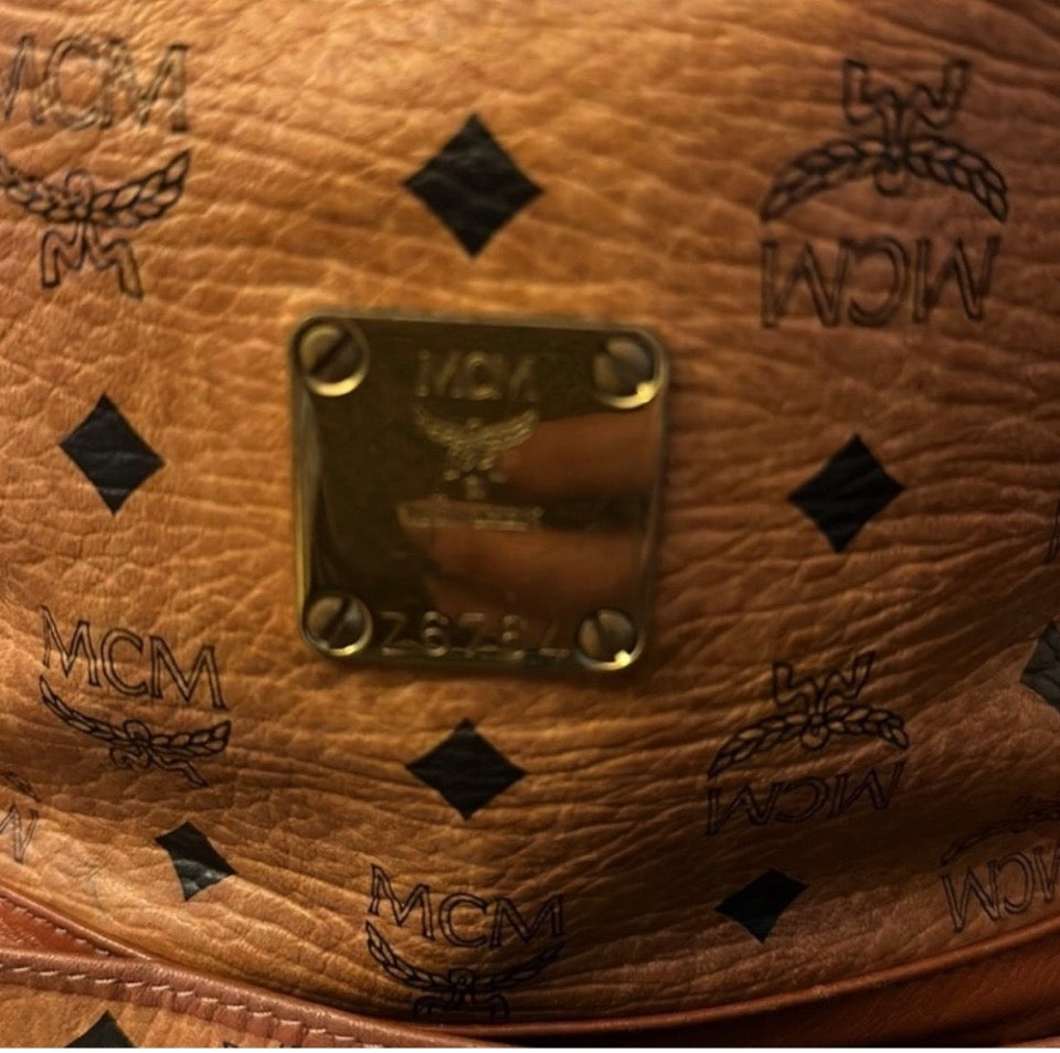 MCM Visetos Cognac Drawstring Bucket Bag (Germany)