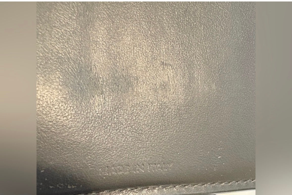 Celine Paris Grey Leather Strap Wallet Made in Italy w/ Box & Dust Bag