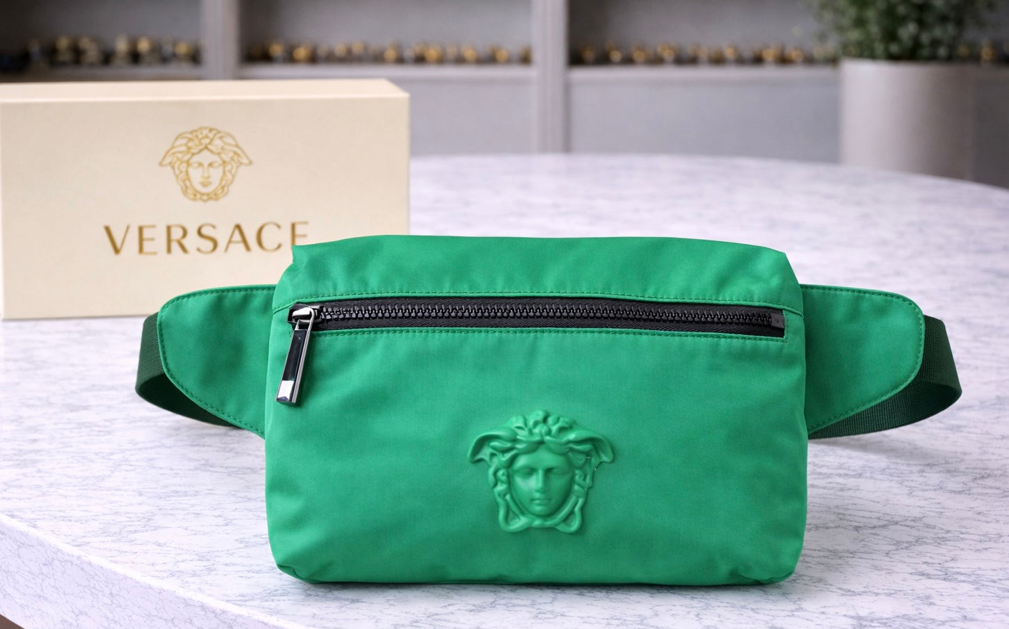 Versace Green Medusa Nylon Belt Bag Full inclusion