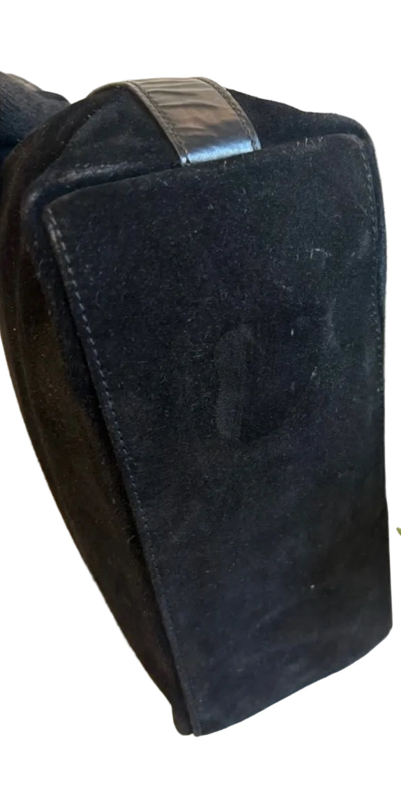 Gucci Black Suede Hobo Shoulder Bag | Silver Hardware