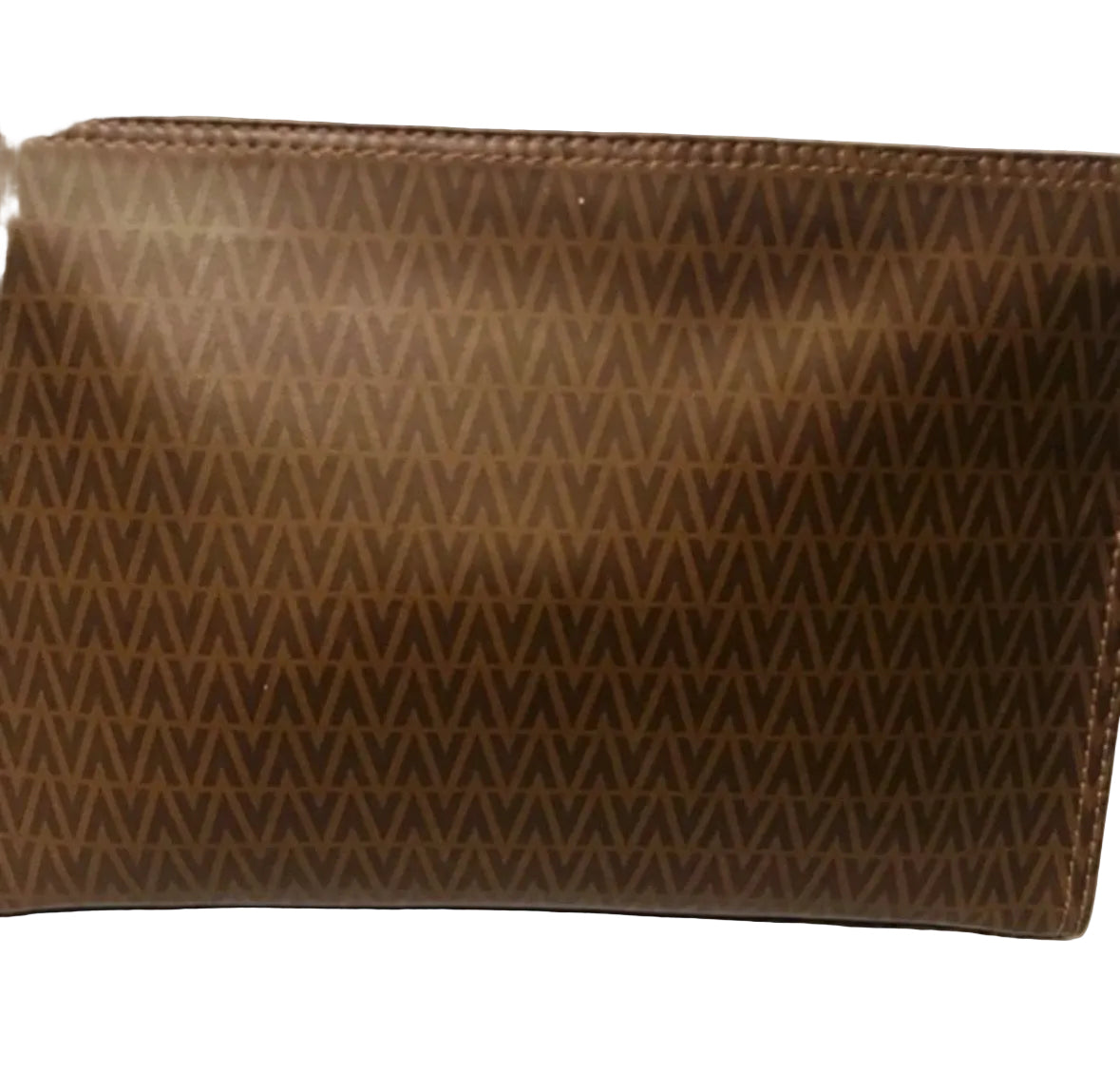 Valentino Vintage Monogram Clutch Bag Brown V Logo Canvas