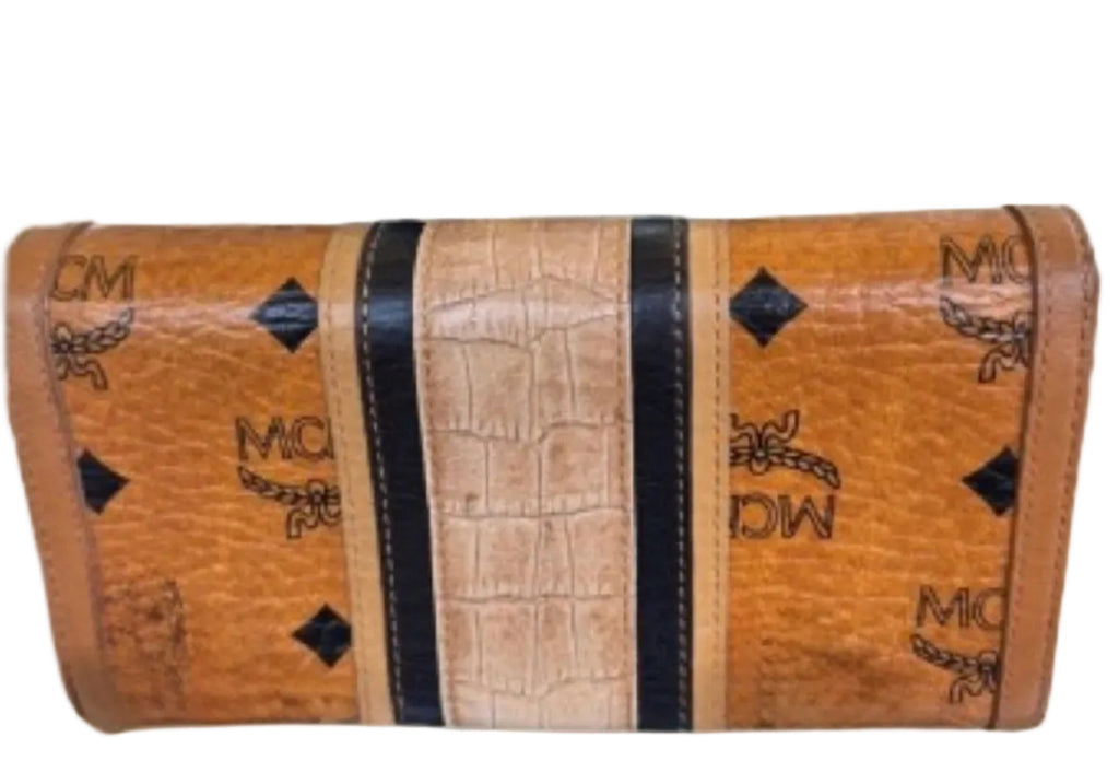 MCM Visetos Monogram Continental Wallet – Cognac | Gold Hardware | Vintage