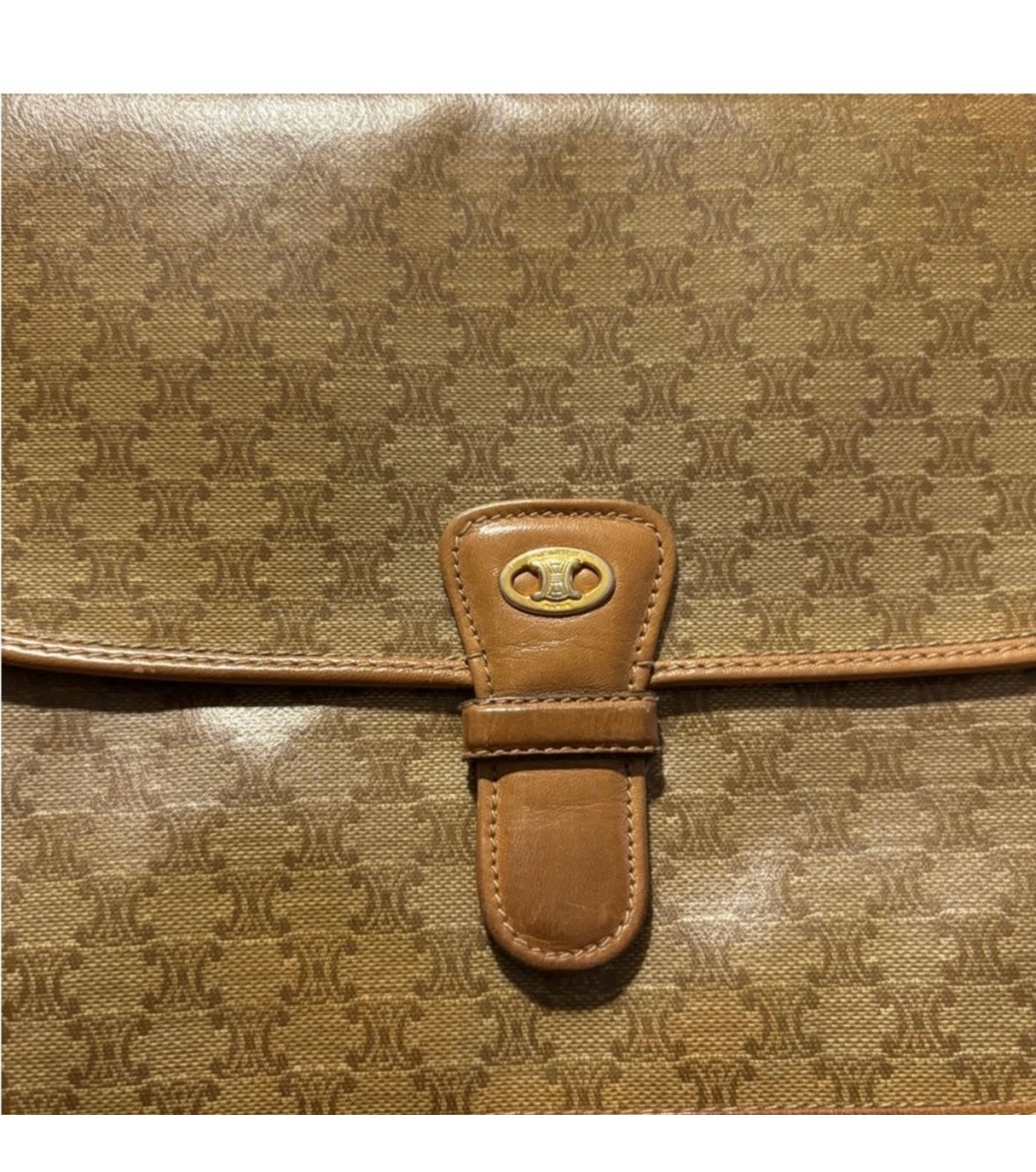 Celine Macadam Canvas Crossbody Bag – Vintage Celine Diffusion | Tan Leather Trim | Made in Italy