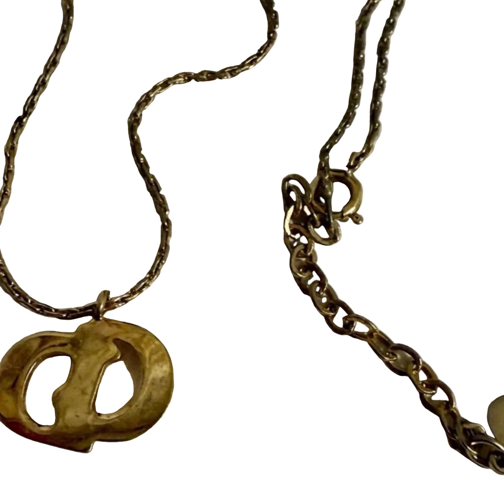 Vintage Christian Dior CD Logo Necklace Gold Tone Chr Dior Germany Signed